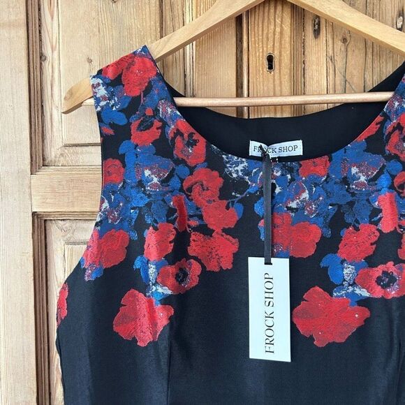 NWT‎ Frock Shop XL Black Red Sleeveless Floral Dress - Picture 3 of 14